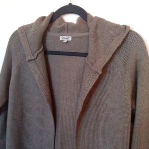 Kismet Women's Taupe Open Front Hooded Long Sleeve Cardigan